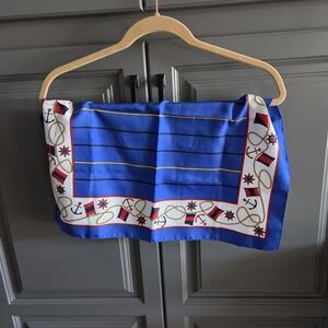 Blue and White Scarf Italy Made Square Design